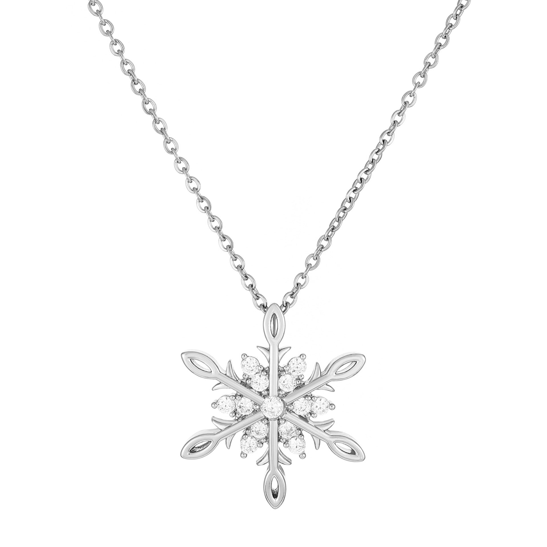 Wholesale Stainless Steel Diamond Snowflake Necklace Clavicle Chain